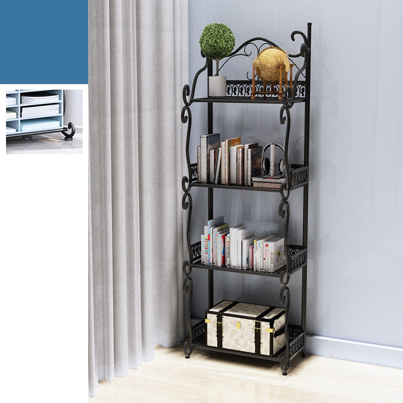 Modern Metal Vertical Shelf Bookcase Open Bookshelf for Bedroom