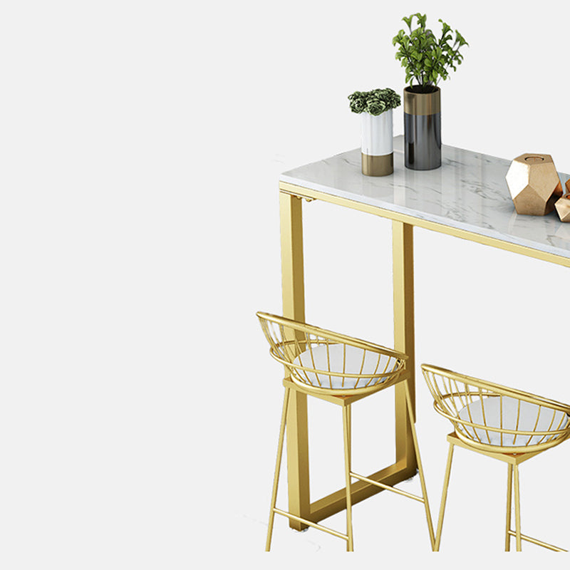 Glam 1/3 Pieces Bar Table Set Stone Counter Table with High Stools for Living Room