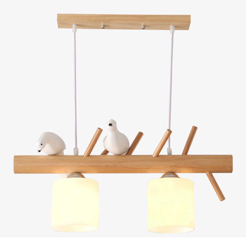 Contemporary Pendant Lights Cylinder Hanging Lights White Glass 2 Light for Kitchen Island