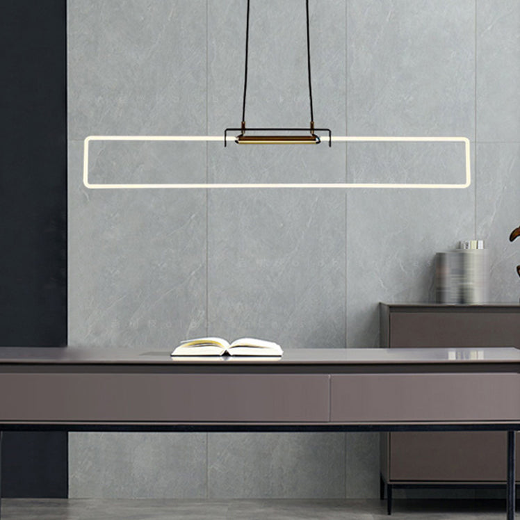Modern Style Rectangle Pendant Light Metal One Light Pendant Light Fixture