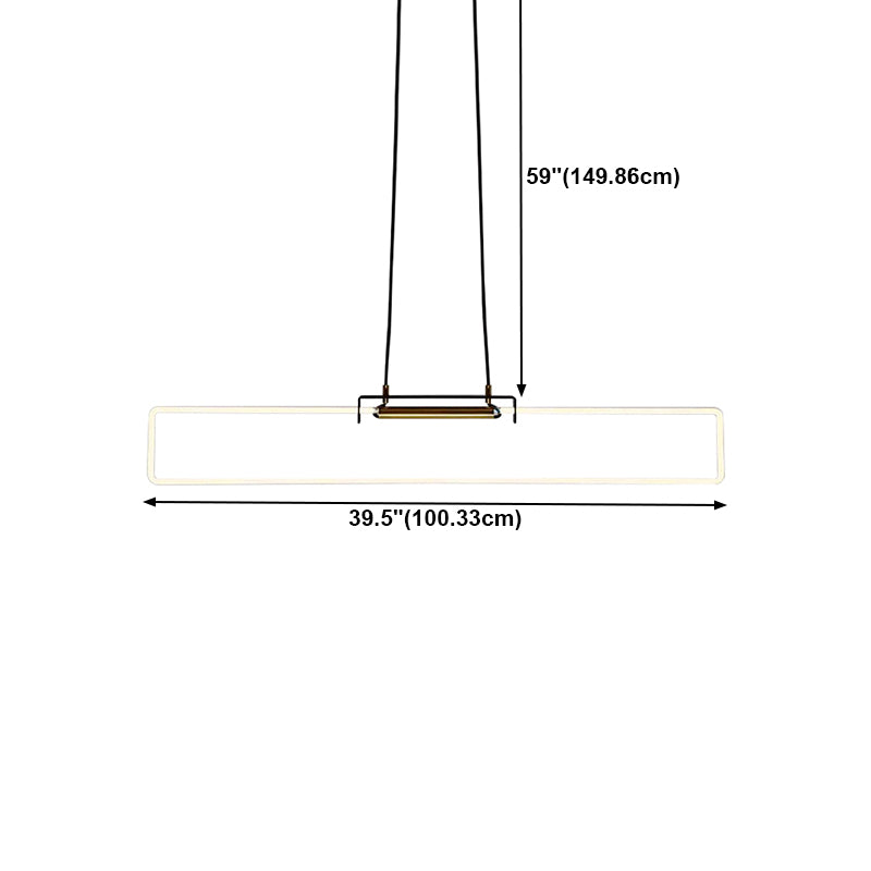 Modern Style Rectangle Pendant Light Metal One Light Pendant Light Fixture