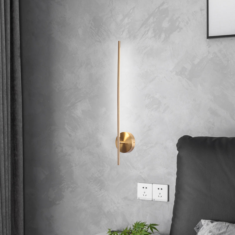 Linear Shade Metal Wall Sconce Modern Style Single Light Wall Lighting Fixtures in Brass