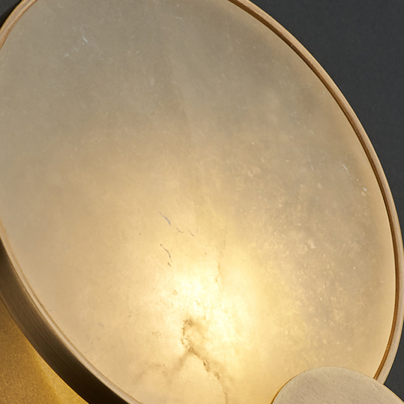Retro Style Brass Wall Light Round Shape Gold Wall Sconce with Mica for Living Room