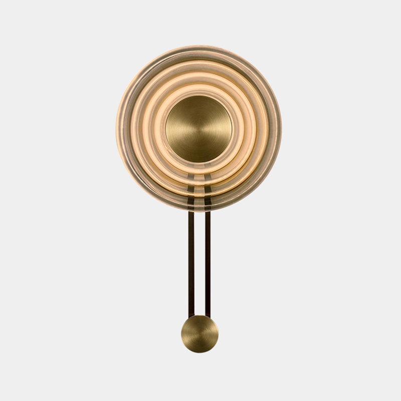 Round Shade Metal Wall Sconce Modern Style Single Light Wall Lighting Fixtures in Amber