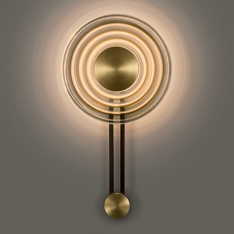 Round Shade Metal Wall Sconce Modern Style Single Light Wall Lighting Fixtures in Amber