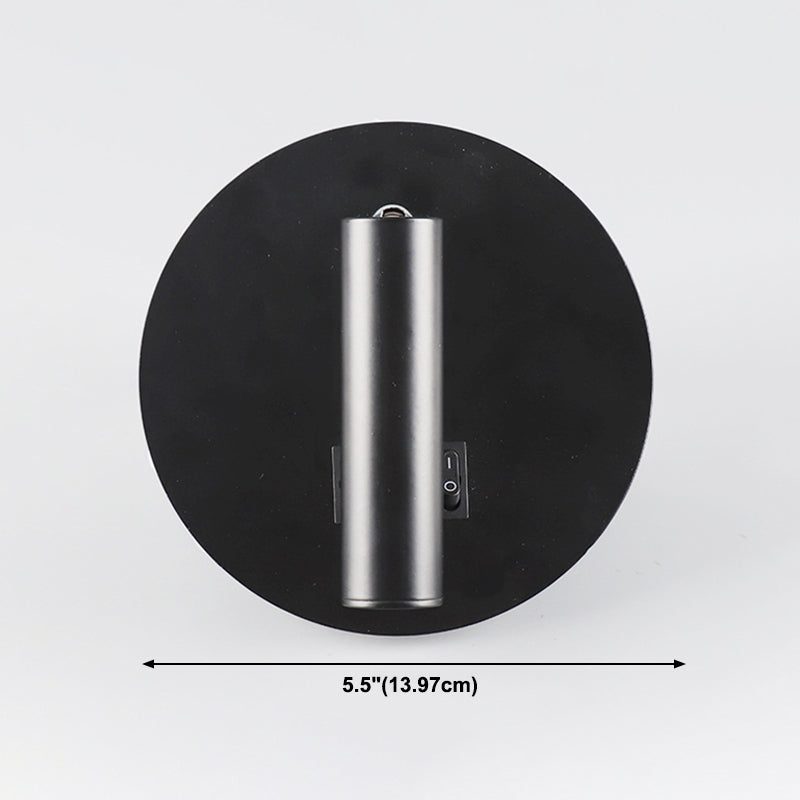 1 Light Round Wall Sconces Modern Style Metal Wall Mounted Reading Lights