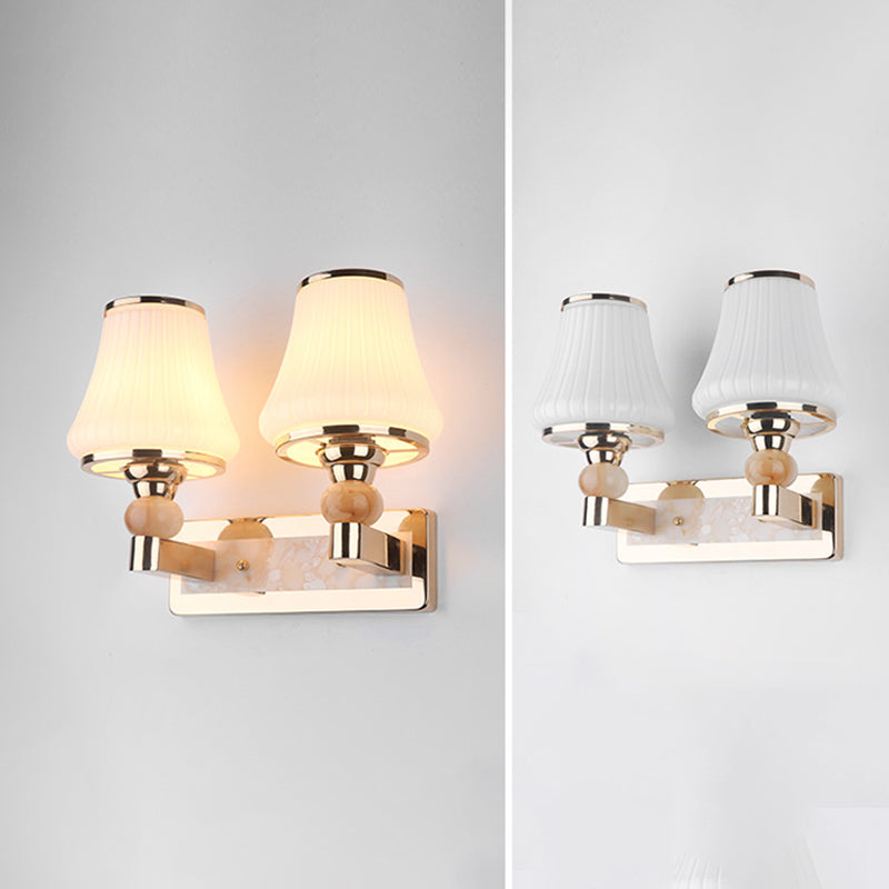 Geometric Shade Glass Wall Sconce Modern Style Multi Lights Wall Mounted Light in Gold