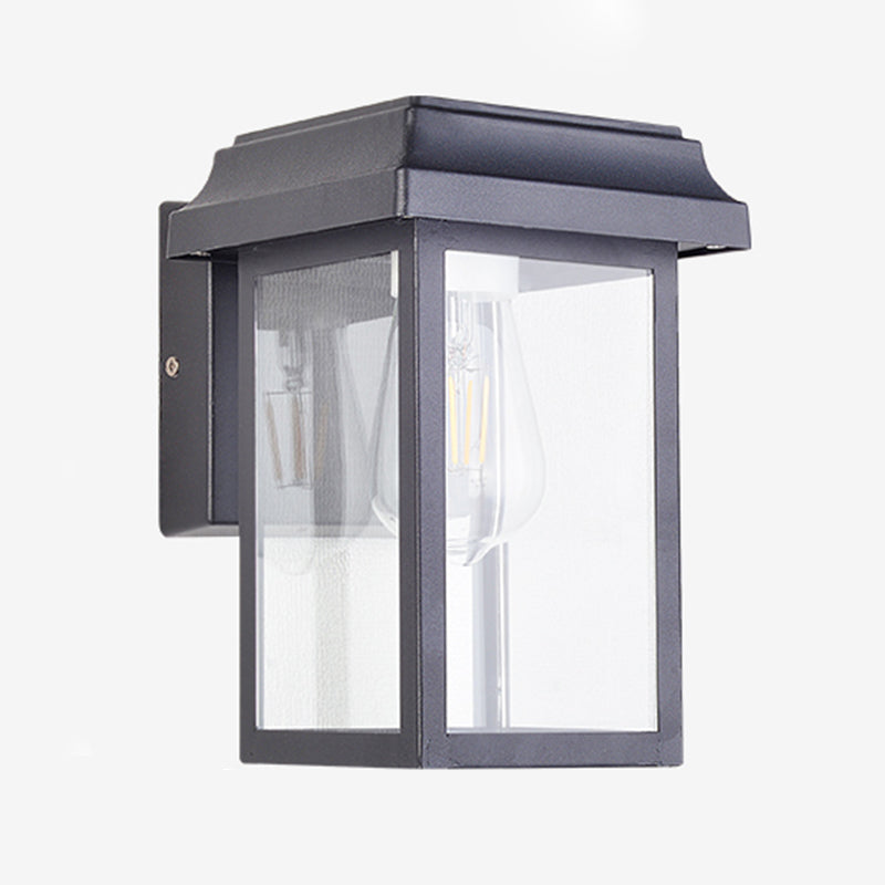 Modern Aluminum Wall Light Black Box Shape Wall Sconce with Glass for Patio