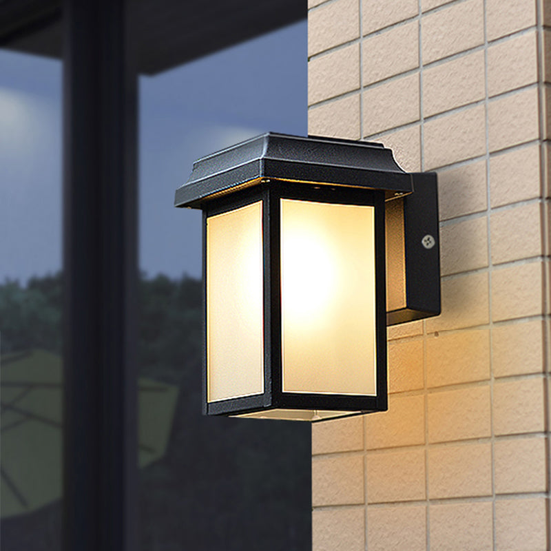 Modern Aluminum Wall Light Black Box Shape Wall Sconce with Glass for Patio