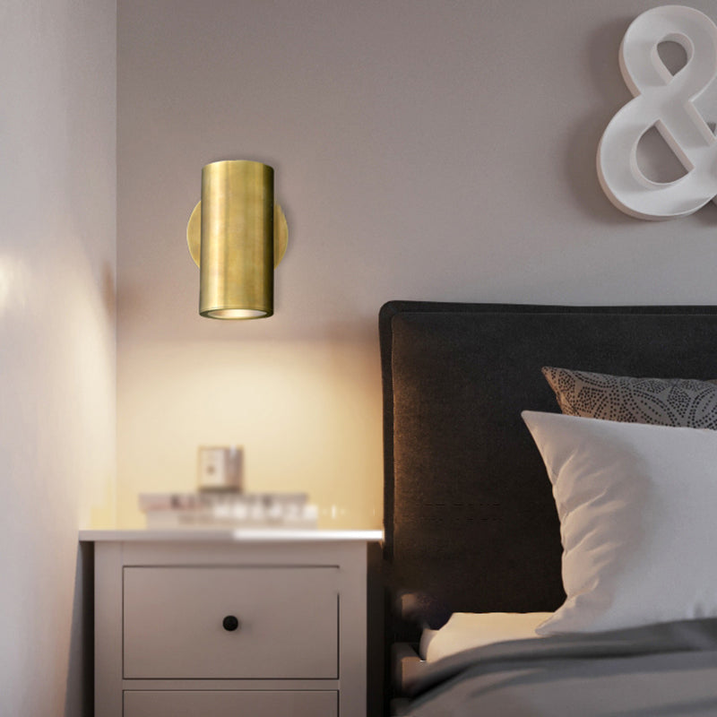 Half Cylinder Shade Metal Wall Sconce Modern Style 1 Light Wall Mounted Light in Brass