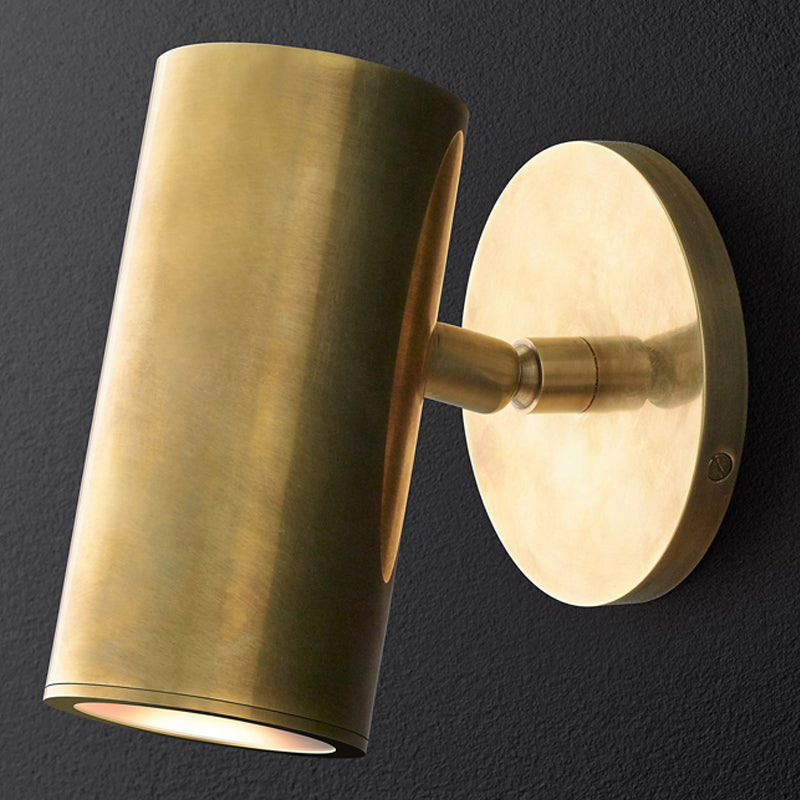 Half Cylinder Shade Metal Wall Sconce Modern Style 1 Light Wall Mounted Light in Brass