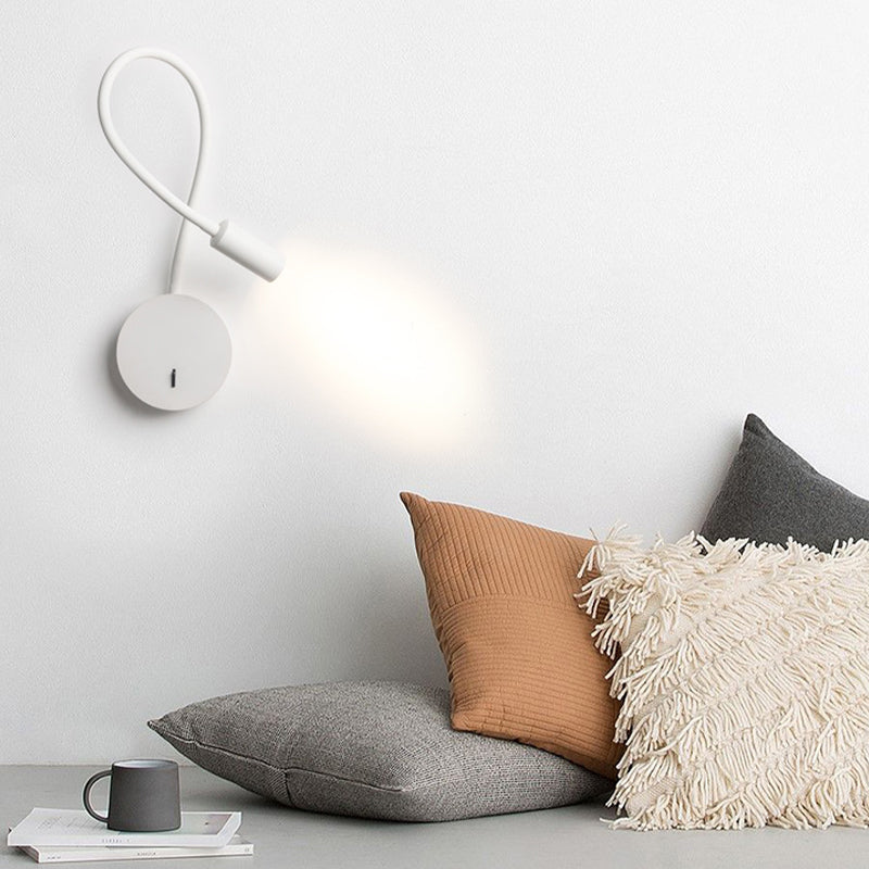 Modern Style Metal Wall Light Round 4" Wide Reading Wall Sconce for Bedroom