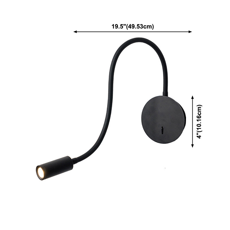 Modern Style Metal Wall Light Round 4" Wide Reading Wall Sconce for Bedroom