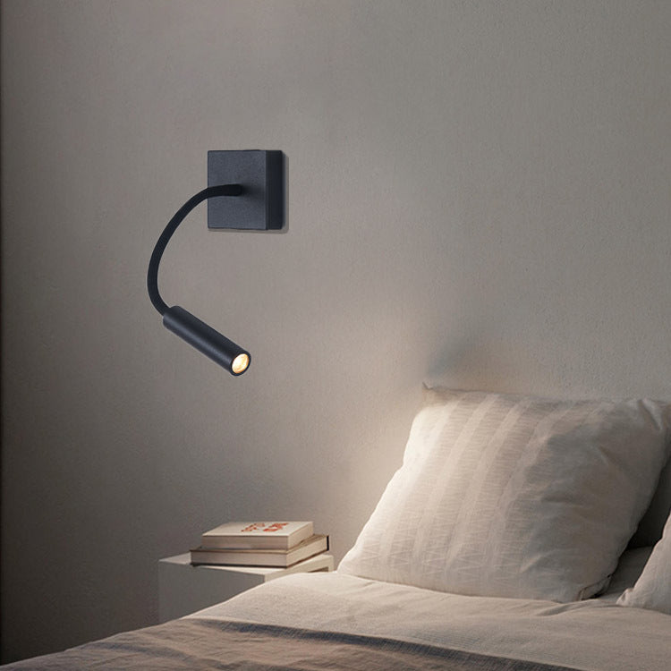 Modern Black Wall Light Square Hose 3" Wide Reading Wall Sconce for Bedroom
