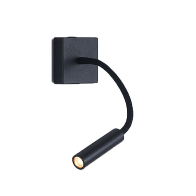 Modern Black Wall Light Square Hose 3" Wide Reading Wall Sconce for Bedroom