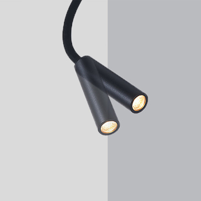 Modern Black Wall Light Square Hose 3" Wide Reading Wall Sconce for Bedroom