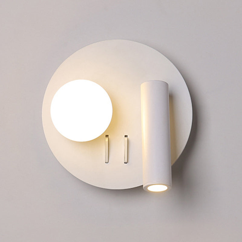 2-Lights Modern Metal Wall Light Round 6" Wide Reading Wall Sconce for Bedroom