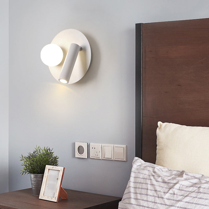 2-Lights Modern Metal Wall Light Round 6" Wide Reading Wall Sconce for Bedroom