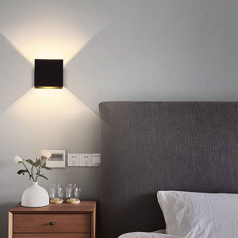 Modern Style Square Wall Light Sconces Metal 2 Lights Wall Washer Sconce