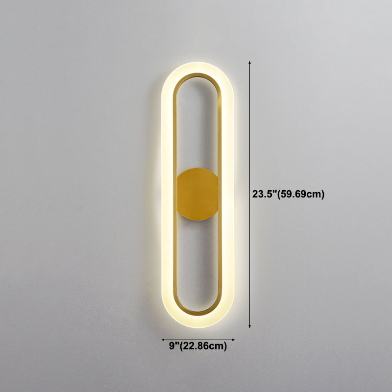 Oval Shade Metal Wall Sconce Modern Style Single Light Wall Mount Lighting in Gold