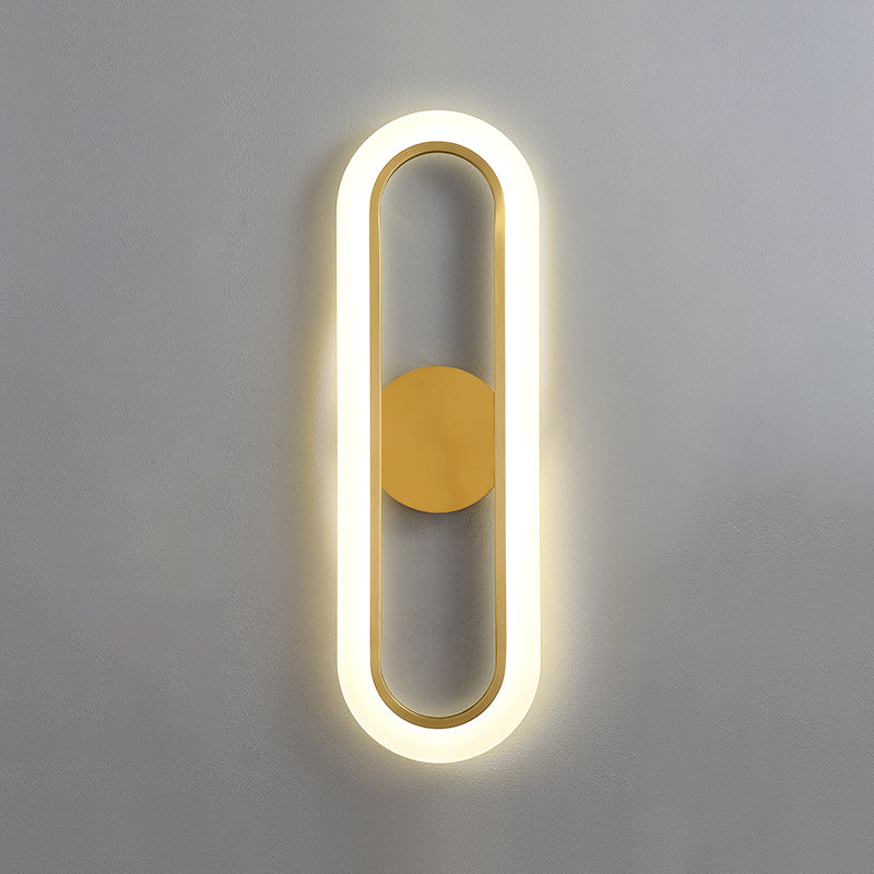 Oval Shade Metal Wall Sconce Modern Style Single Light Wall Mount Lighting in Gold