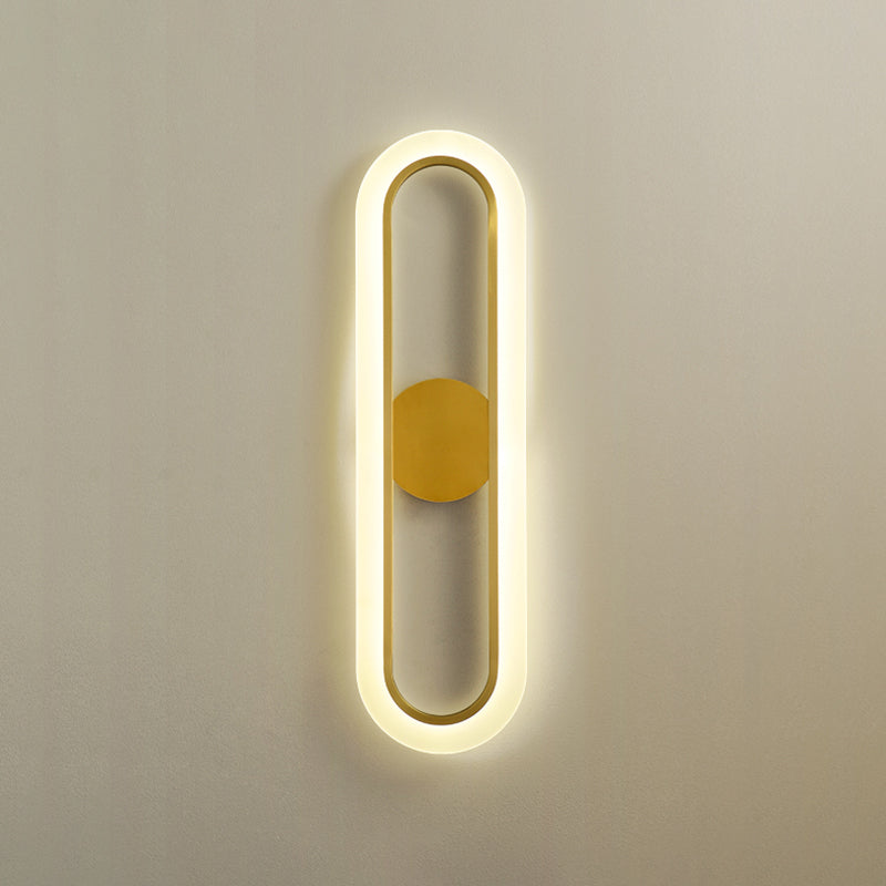 Oval Shade Metal Wall Sconce Modern Style Single Light Wall Mount Lighting in Gold
