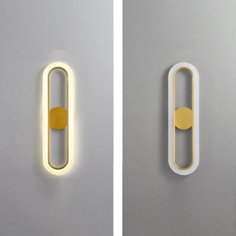 Oval Shade Metal Wall Sconce Modern Style Single Light Wall Mount Lighting in Gold