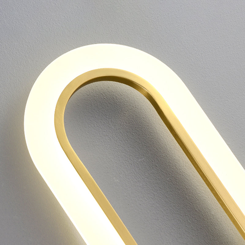 Oval Shade Metal Wall Sconce Modern Style Single Light Wall Mount Lighting in Gold