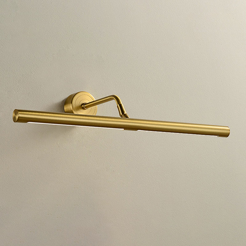 Linear Shade Metal Wall Sconce Modern Style 1-Light Mirror Wall Mount Light in Gold
