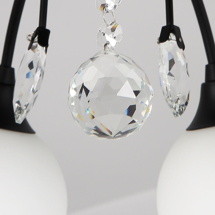 Traditional Round Semi Mount Lighting Glass Ceiling Lighting in Black