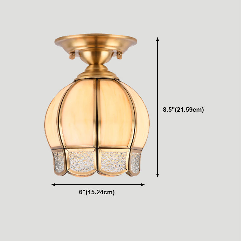 Glass Gold Semi Flush Ceiling Light Shaded Vintage Semi Flush Mount Light Fixture