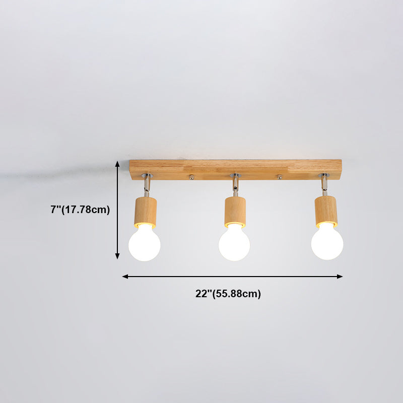 Contemporary Cylinder Flush Light Fixture Wood Flush Mount Lights in Brown