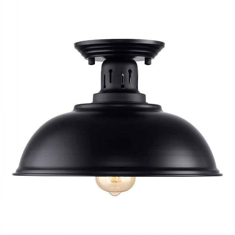 Metal Dome Ceiling Lighting Industrial Bedroom Ceiling Fixture in Black
