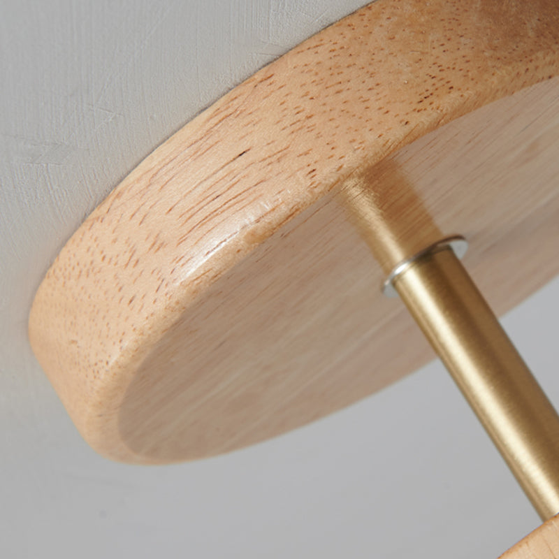Dome Shape Ceiling Lamp Modern Wood 1 Light Flush Mount with Glass Lampshade for Aisle