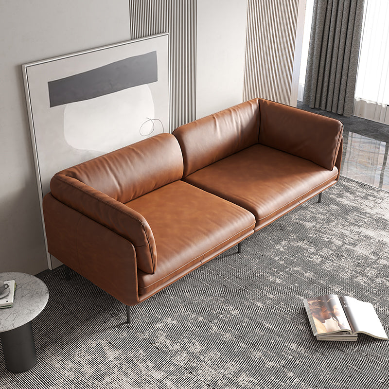 Contemporary Tuxedo Arm Sofa 38.58" Wide Faux Leather Sofa with Loose Back