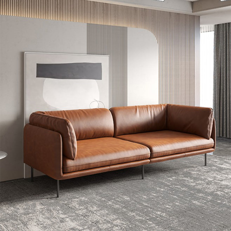 Contemporary Tuxedo Arm Sofa 38.58" Wide Faux Leather Sofa with Loose Back