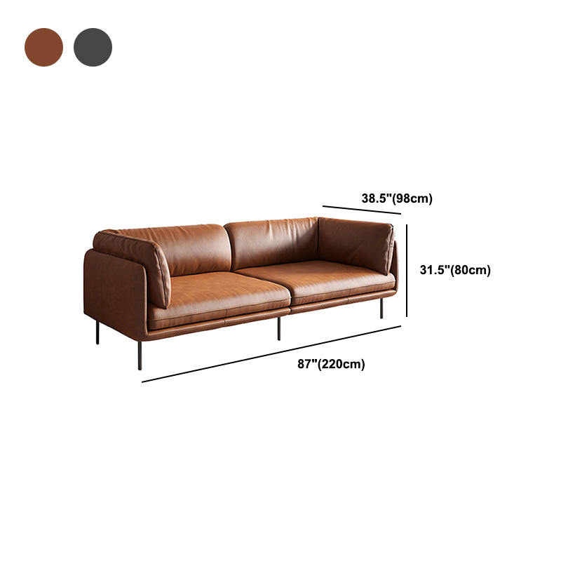 Contemporary Tuxedo Arm Sofa 38.58" Wide Faux Leather Sofa with Loose Back