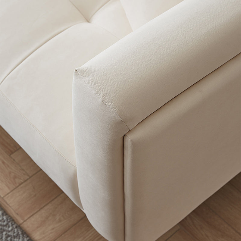 White Tuxedo Arm Sofa Contemporary Sofa with Bolster Pillows for Living Room
