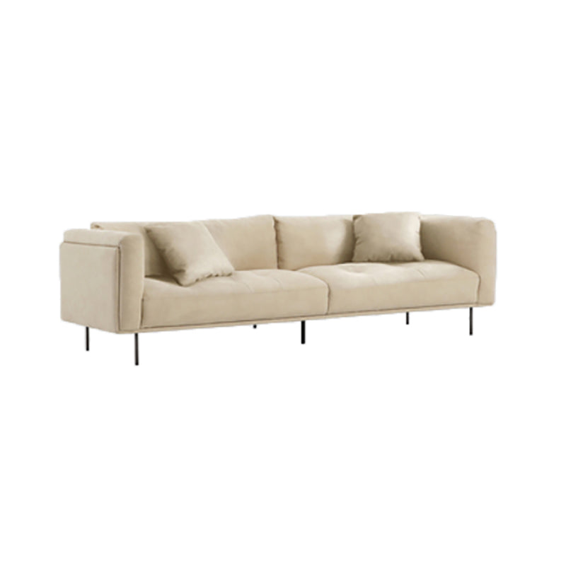 White Tuxedo Arm Sofa Contemporary Sofa with Bolster Pillows for Living Room