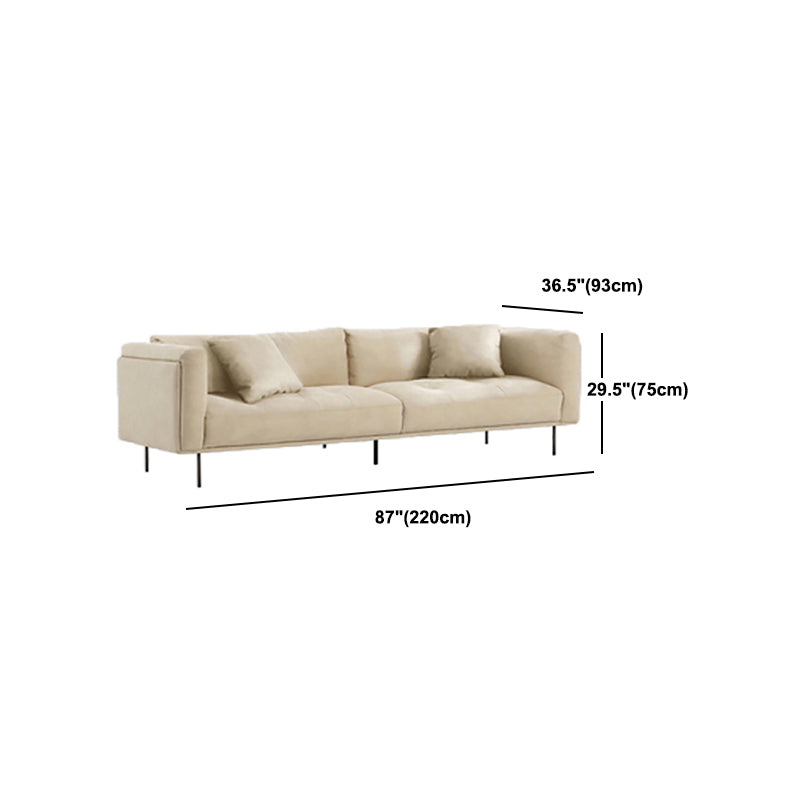 White Tuxedo Arm Sofa Contemporary Sofa with Bolster Pillows for Living Room