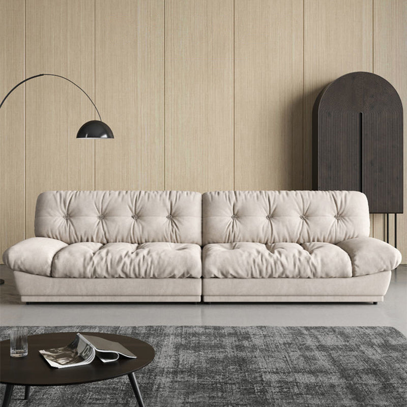 White Velvet Armless Sofa Contemporary Sofa with Tufted Back for Living Room