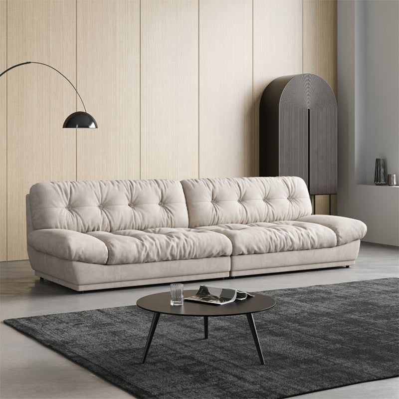 White Velvet Armless Sofa Contemporary Sofa with Tufted Back for Living Room