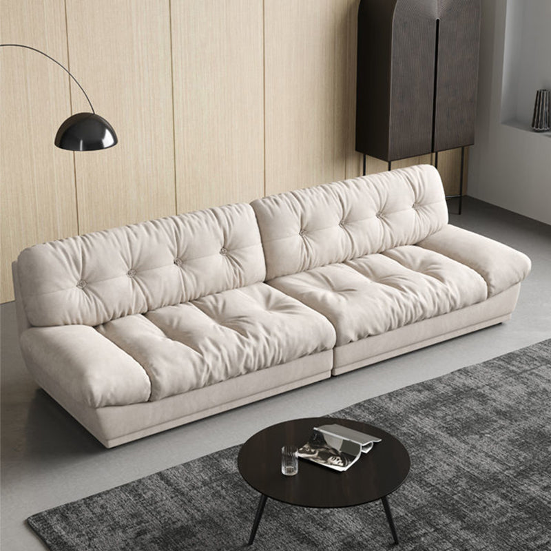 White Velvet Armless Sofa Contemporary Sofa with Tufted Back for Living Room