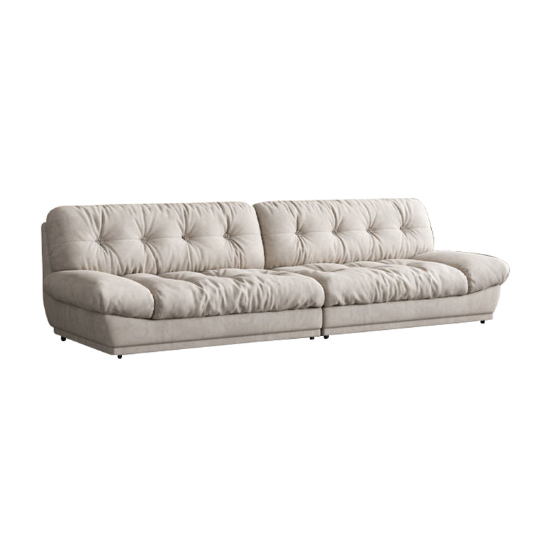 White Velvet Armless Sofa Contemporary Sofa with Tufted Back for Living Room