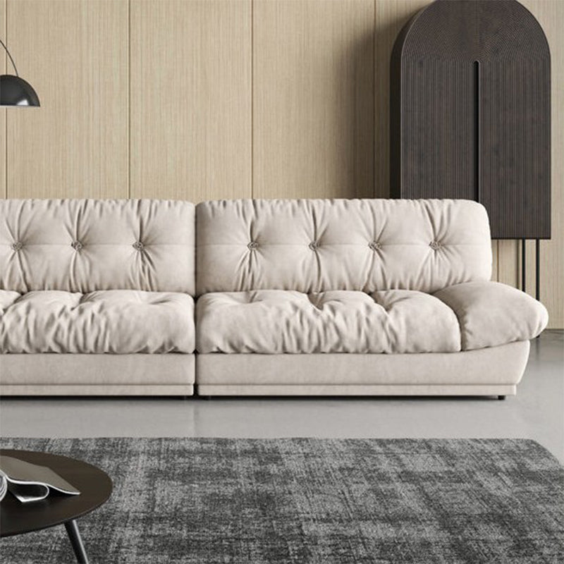 White Velvet Armless Sofa Contemporary Sofa with Tufted Back for Living Room