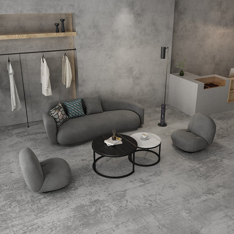 Gray Velvet Tuxedo Arm Sofa Contemporary Sofa for Living Room
