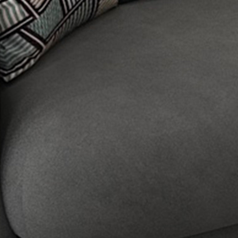 Gray Velvet Tuxedo Arm Sofa Contemporary Sofa for Living Room