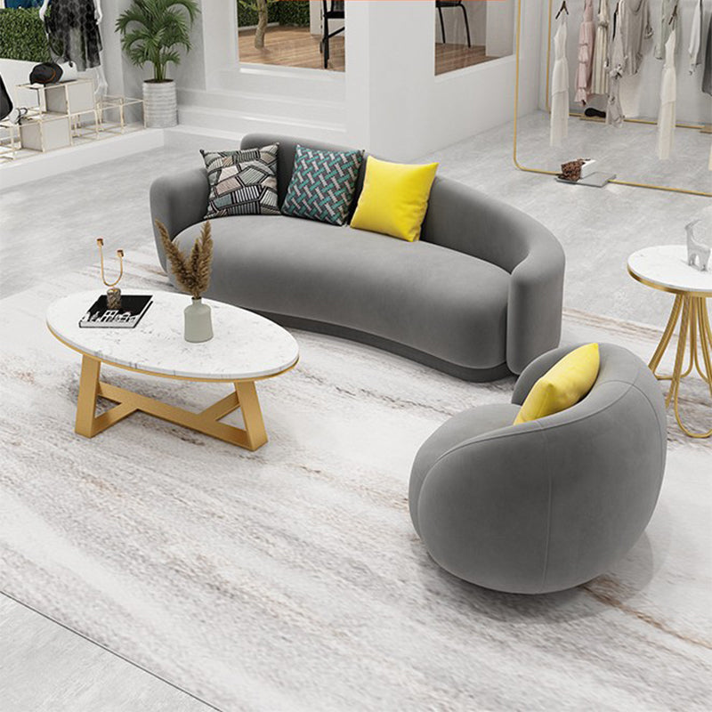 Gray Velvet Tuxedo Arm Sofa Contemporary Sofa for Living Room