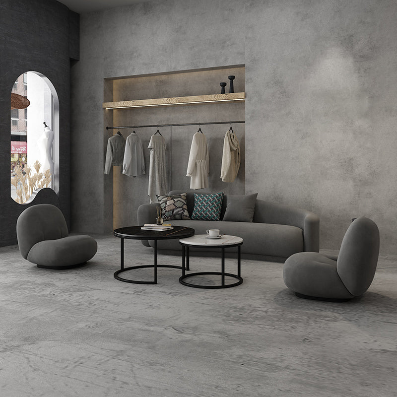 Gray Velvet Tuxedo Arm Sofa Contemporary Sofa for Living Room