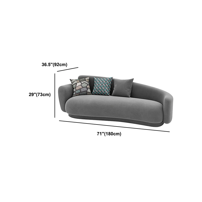 Gray Velvet Tuxedo Arm Sofa Contemporary Sofa for Living Room
